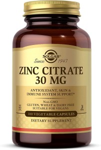 Solgar Cytrynian Cynku 30 mg 100 kapsułek Zinc Citrate